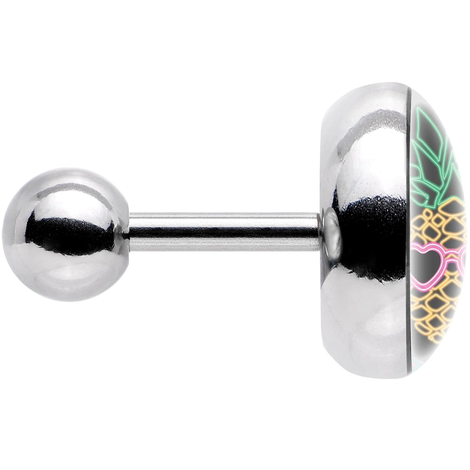 16 Gauge 1/4 Neon Heart Tropical Pineapple Tragus Cartilage Earring