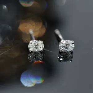 18K White Gold .38 Carat TW Oval Cut Diamond Stud Earrings