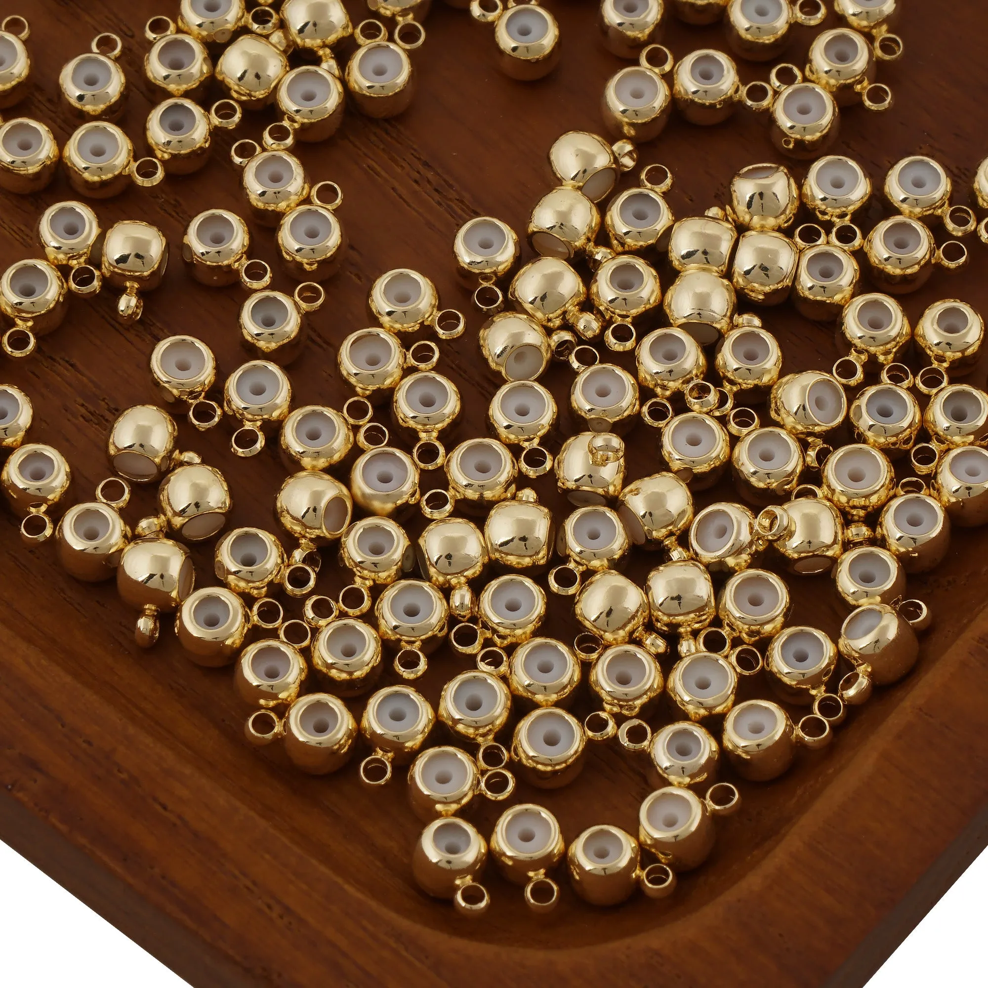 20PCS 3mm&4mm 14k gold filled Sliding Adjustable silicone Stopper beads with rings 104070