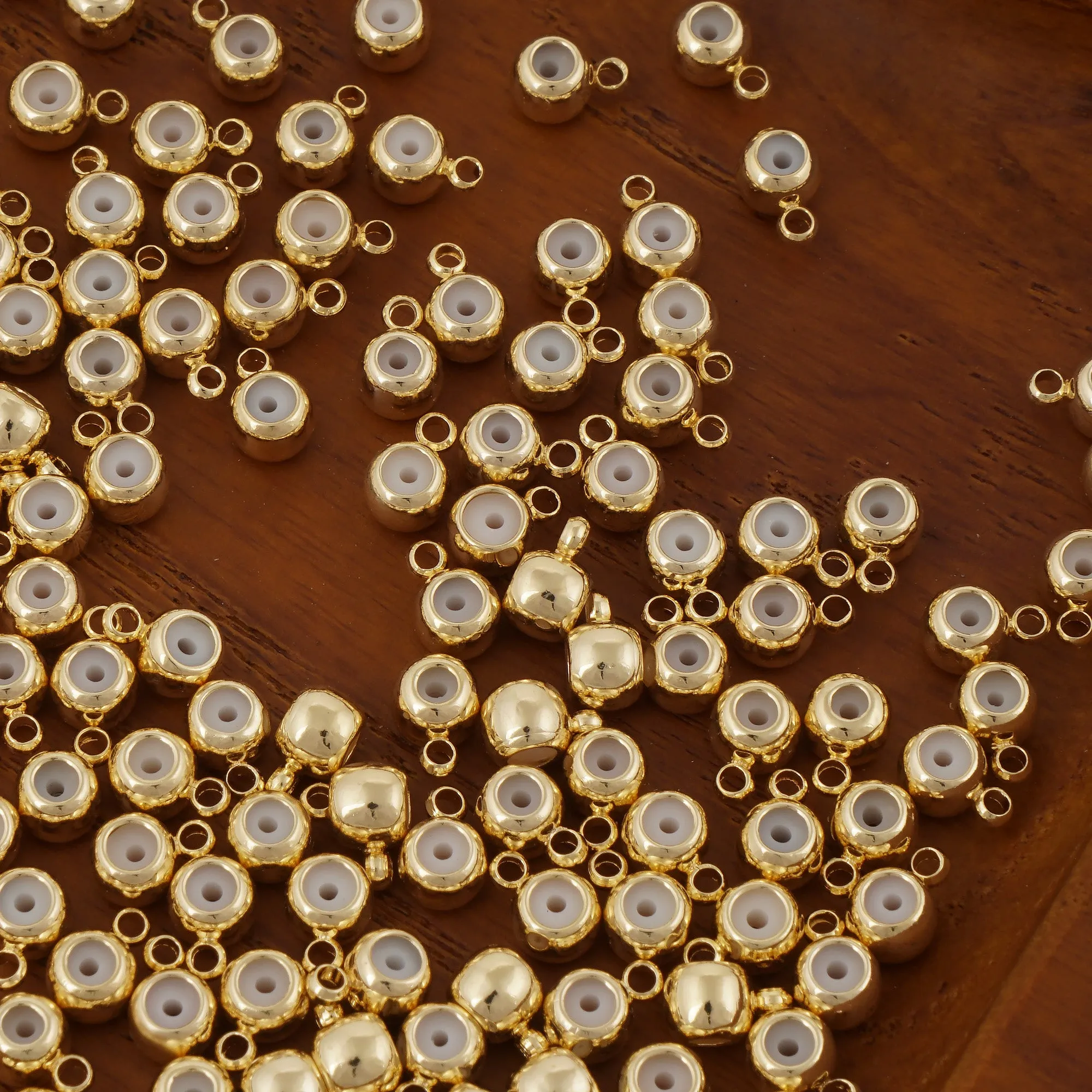 20PCS 3mm&4mm 14k gold filled Sliding Adjustable silicone Stopper beads with rings 104070