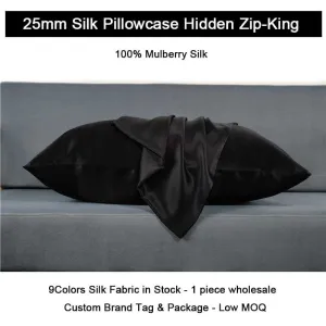 25 Momme Silk Pillowcase - Hidden zip - King size - custom and wholesale