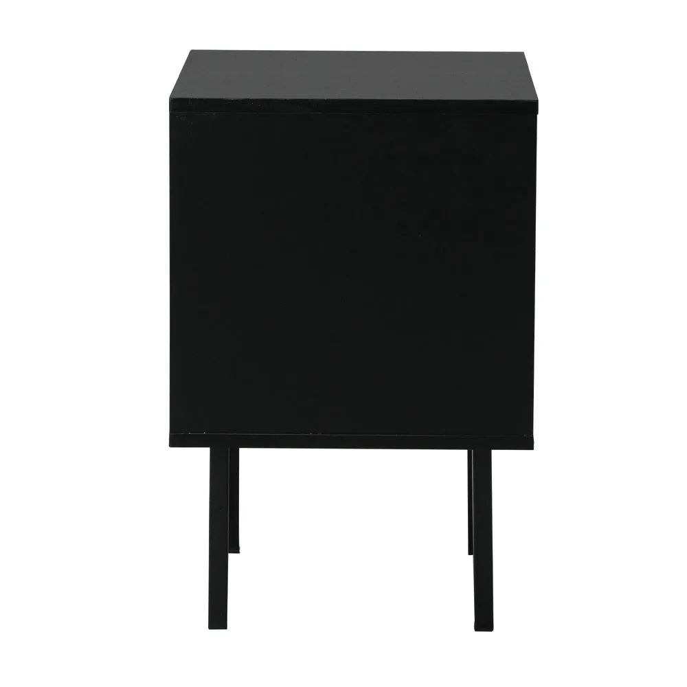 2X Bedside Tables Storage Cabinet Glass Door Black