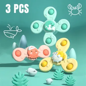 3-Piece/Set Baby Bath Toys Funny Bathing Sucker Spinner Suction Cup Cartoon Rattle Fidget Educational Toys For Children Great Gift Ideas