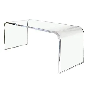 32" Waterfall Lucite Coffee Table - 1" Thick Crystal Clear American Lucite