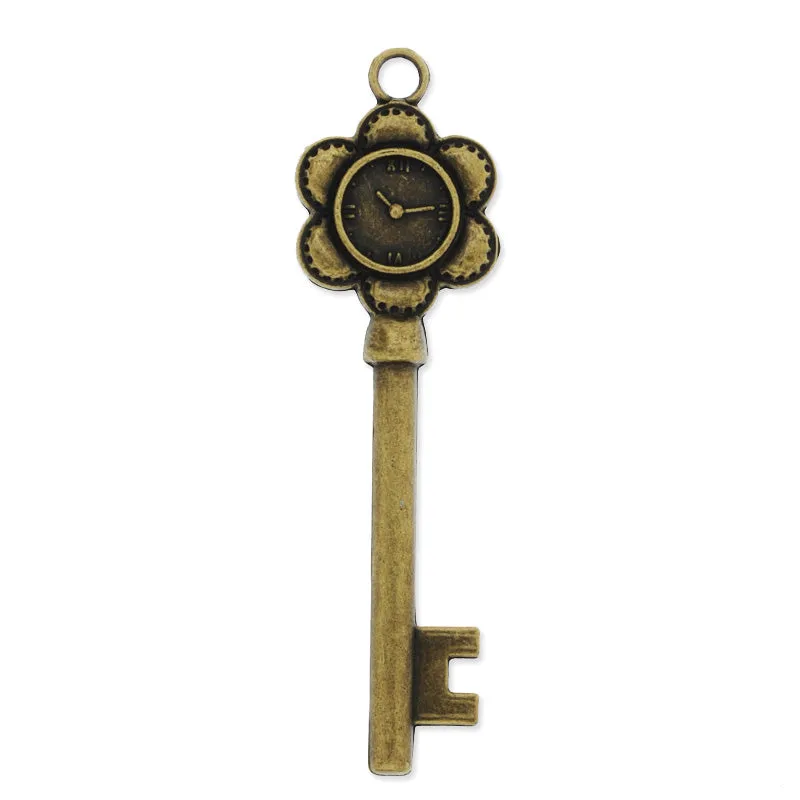 59mm length antique bronze plated hanging pendant with 10mm bezel,wintersweet on key,zinc alloy filled,modern jewelry charms, 20pieces/lot