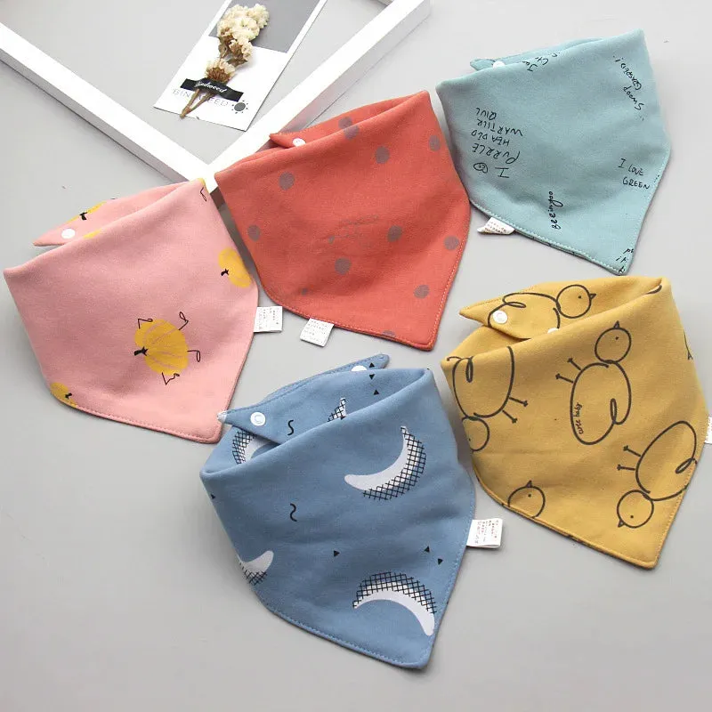 5Pcs/Set Baby Bibs Triangle Double Cotton Bandana Bibs Baby Boys Girls Feeding Smock Infant Burp Cloth Baby Saliva Towel