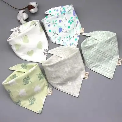 5Pcs/Set Baby Bibs Triangle Double Cotton Bandana Bibs Baby Boys Girls Feeding Smock Infant Burp Cloth Baby Saliva Towel
