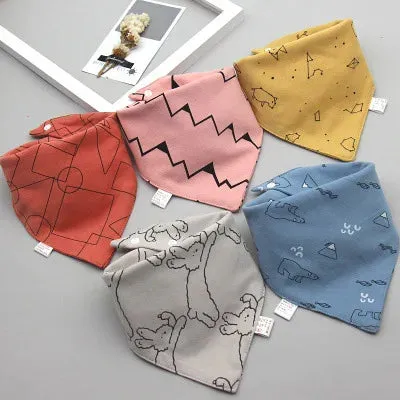 5Pcs/Set Baby Bibs Triangle Double Cotton Bandana Bibs Baby Boys Girls Feeding Smock Infant Burp Cloth Baby Saliva Towel