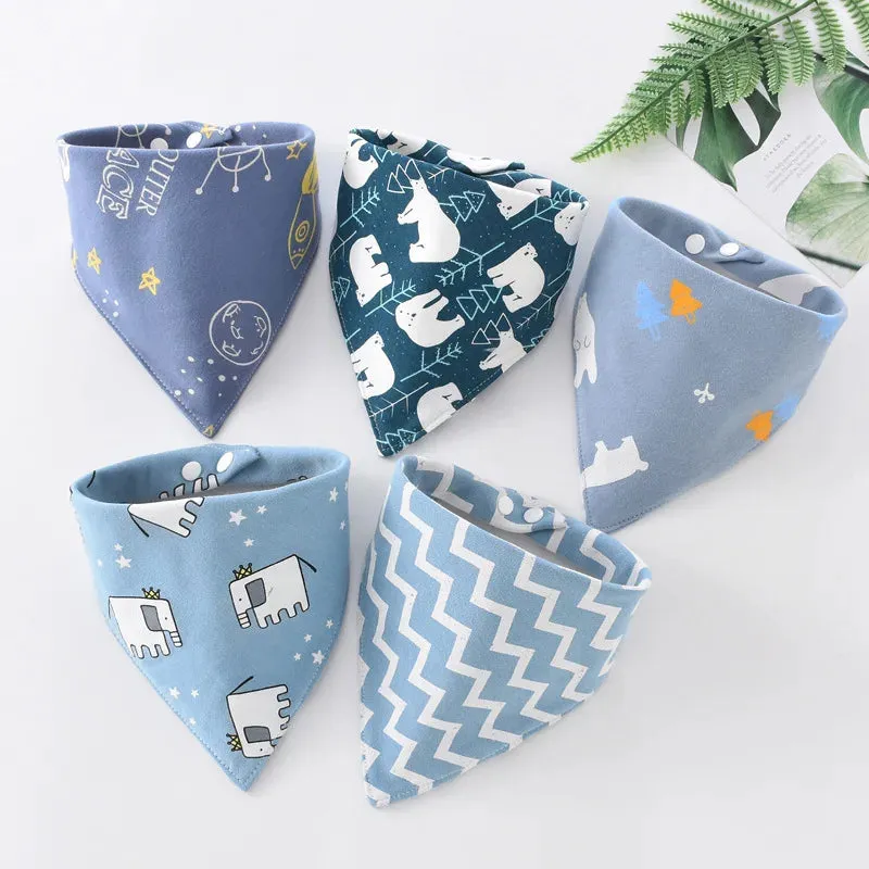 5Pcs/Set Baby Bibs Triangle Double Cotton Bandana Bibs Baby Boys Girls Feeding Smock Infant Burp Cloth Baby Saliva Towel
