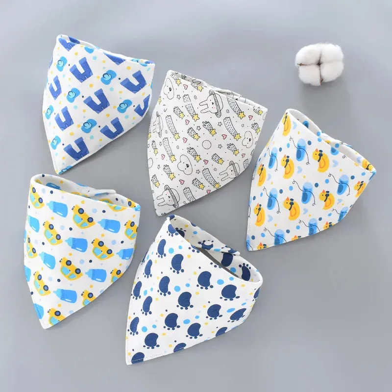 5Pcs/Set Baby Bibs Triangle Double Cotton Bandana Bibs Baby Boys Girls Feeding Smock Infant Burp Cloth Baby Saliva Towel