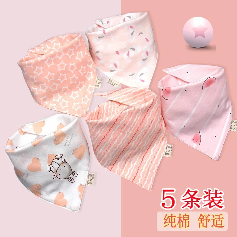 5Pcs/Set Baby Bibs Triangle Double Cotton Bandana Bibs Baby Boys Girls Feeding Smock Infant Burp Cloth Baby Saliva Towel
