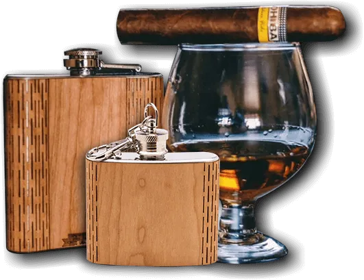6 oz. Wooden Hip Flask (Banksy UK Policeman in Mahogany)
