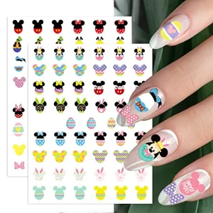 8Pcs Easter Nail Art Stickers Mouse Nail Supplies 3D Self-Adhesive Nail Foil Decals Happy Easter Rabbit Egg Designs Beauty DIY Mouse Easter Acrylic Nail Decorations for Woman Girls