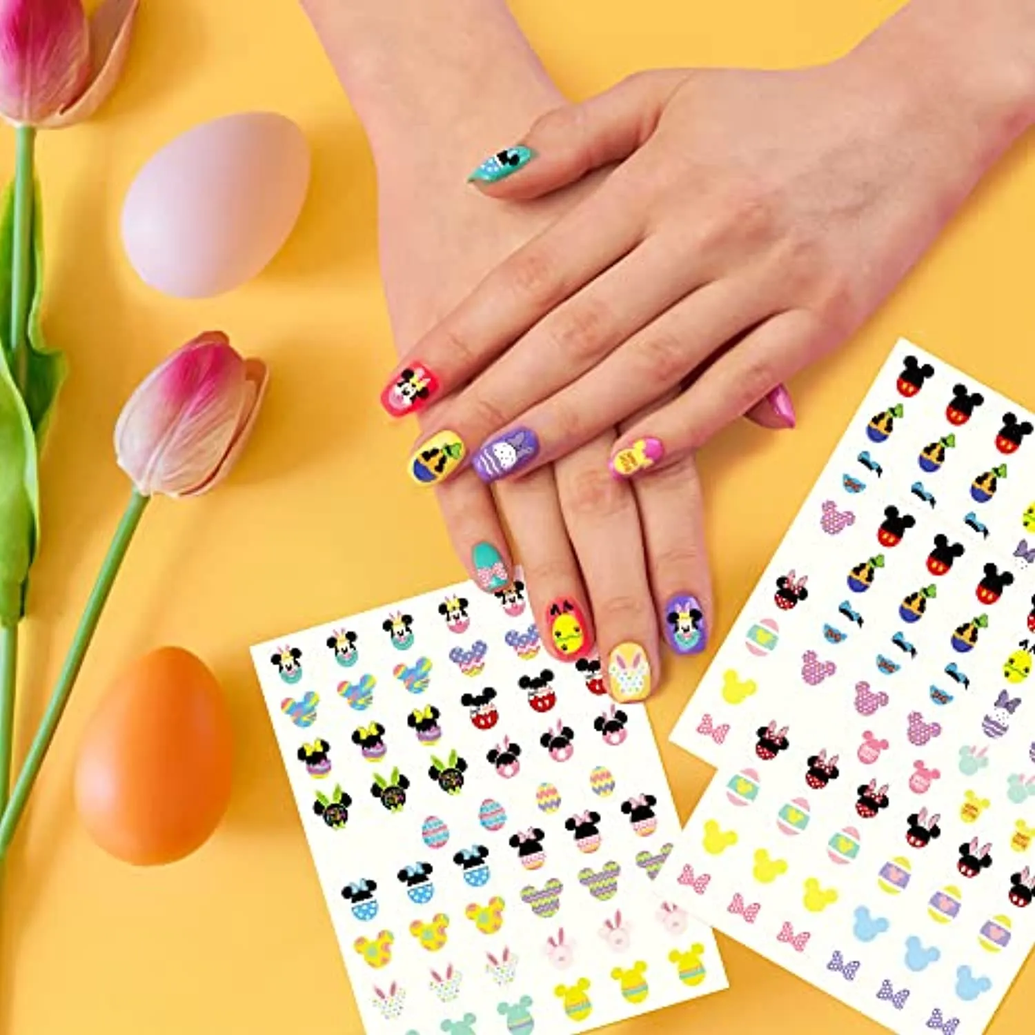 8Pcs Easter Nail Art Stickers Mouse Nail Supplies 3D Self-Adhesive Nail Foil Decals Happy Easter Rabbit Egg Designs Beauty DIY Mouse Easter Acrylic Nail Decorations for Woman Girls