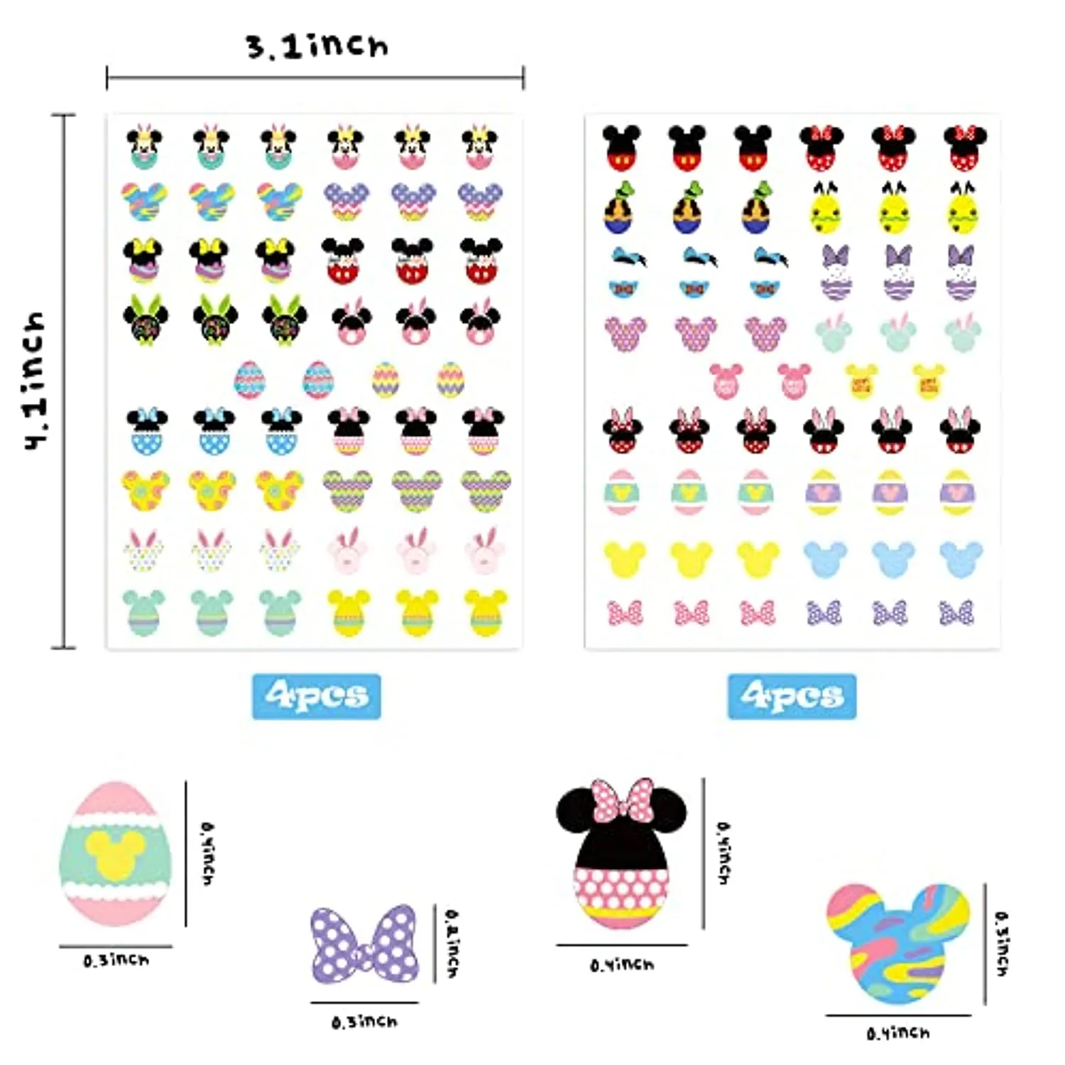 8Pcs Easter Nail Art Stickers Mouse Nail Supplies 3D Self-Adhesive Nail Foil Decals Happy Easter Rabbit Egg Designs Beauty DIY Mouse Easter Acrylic Nail Decorations for Woman Girls
