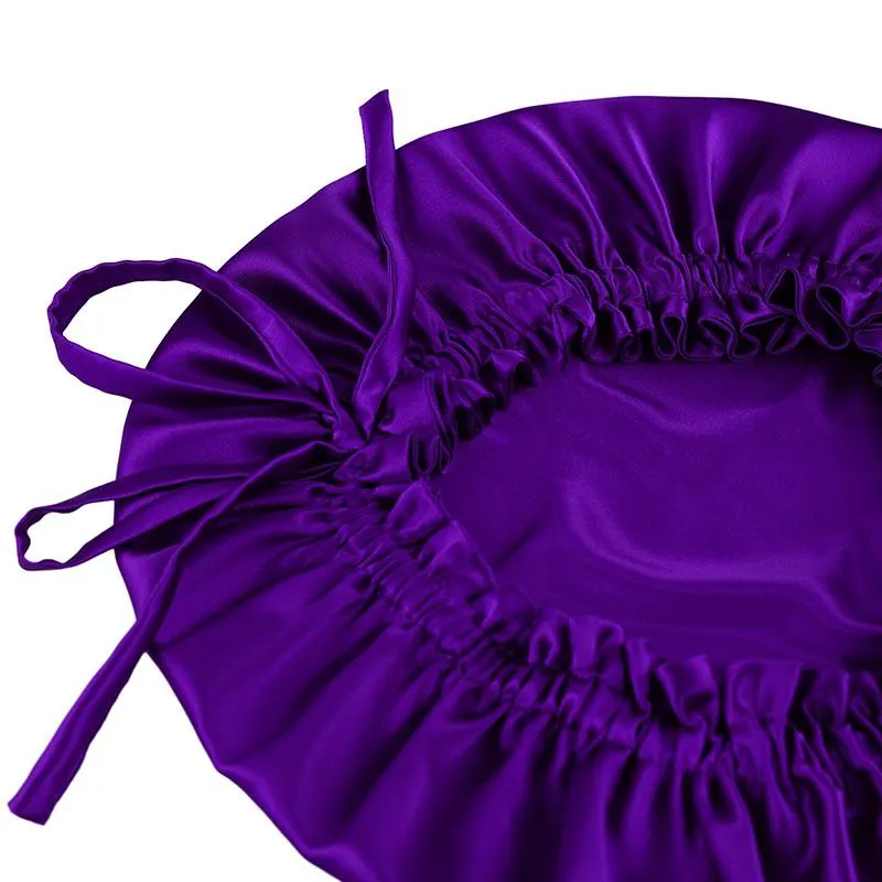 Adjustable Silk Bonnet - Double side - Royal Purple