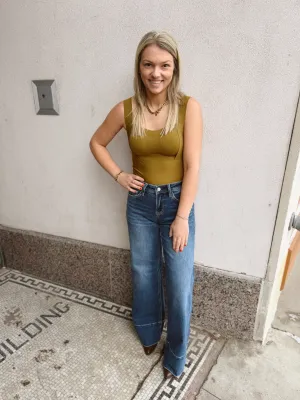Allie Bralette Tank Top-Olive