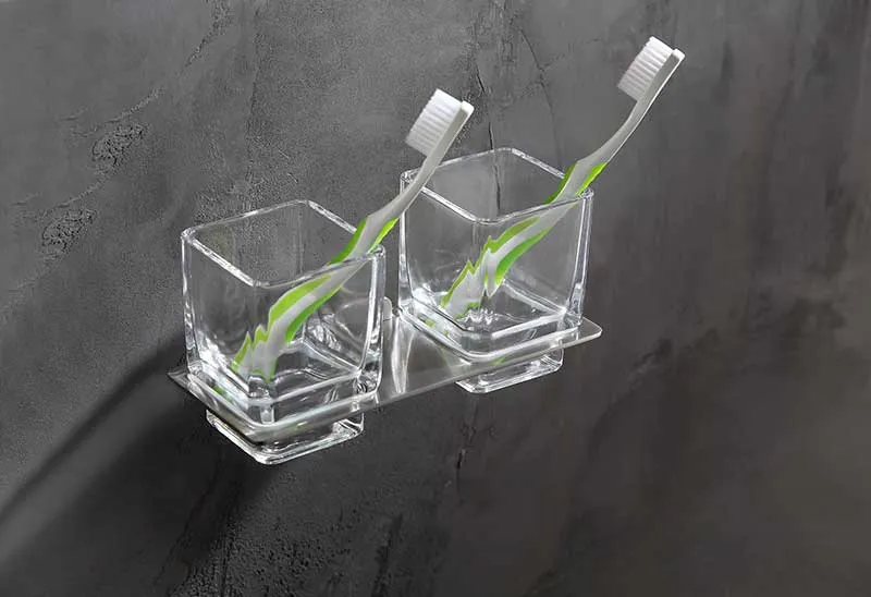 Anzzi Caster 3 Series Dual Toothbrush Holder in Brushed Nickel