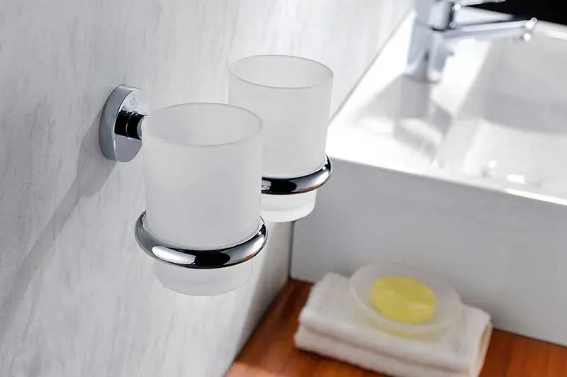 Anzzi Caster Series Double Toothbrush holder in Polished Chrome