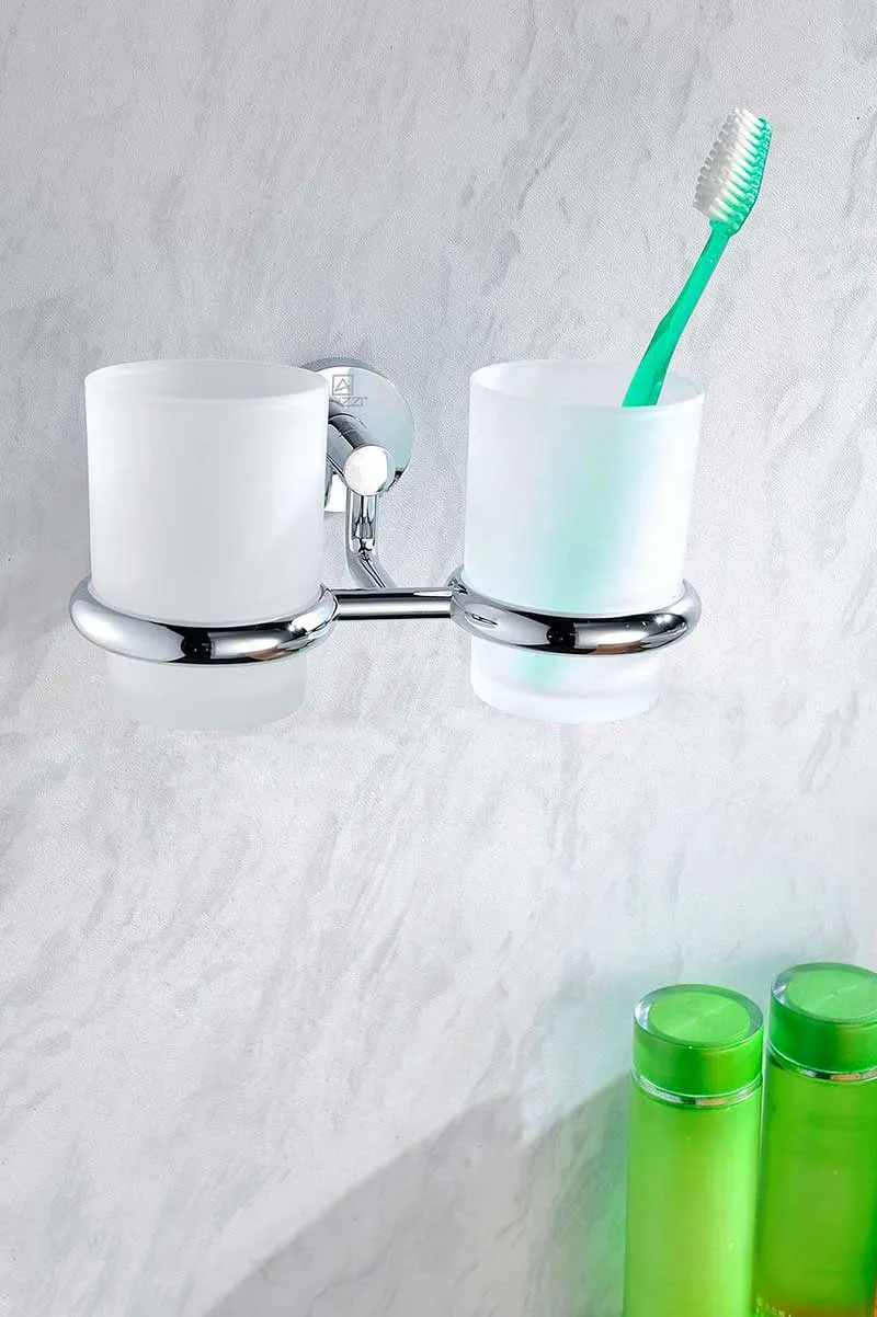 Anzzi Caster Series Double Toothbrush holder in Polished Chrome