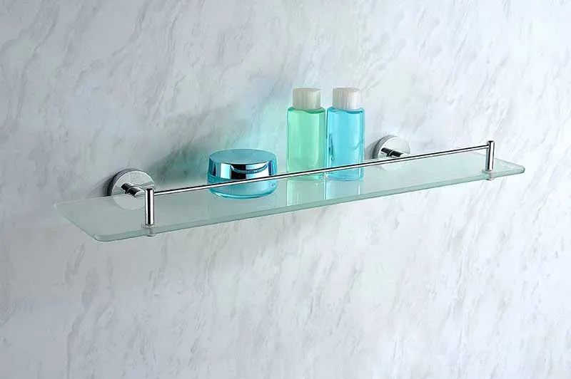 Anzzi Caster Series Glass Shelf in Polished Chrome