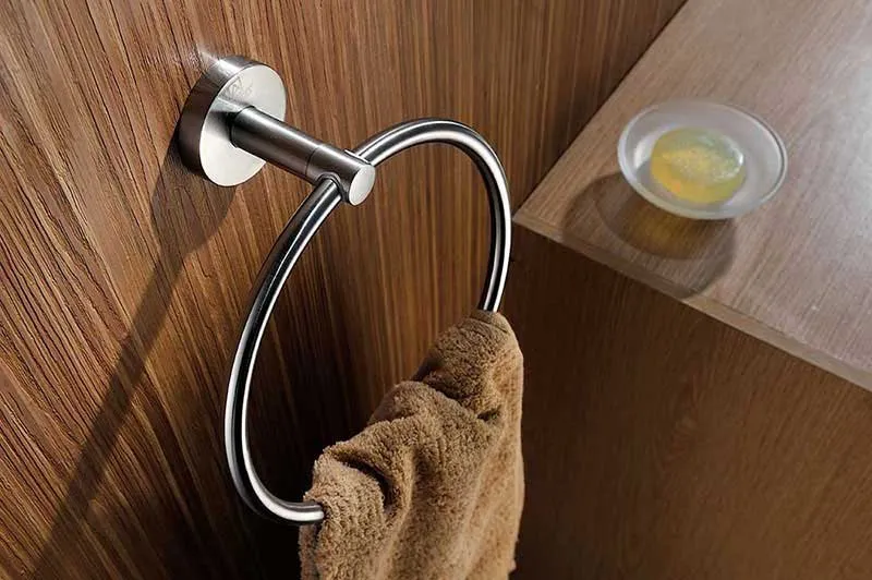 Anzzi Caster Series Towel Ring in Brushed Nickel