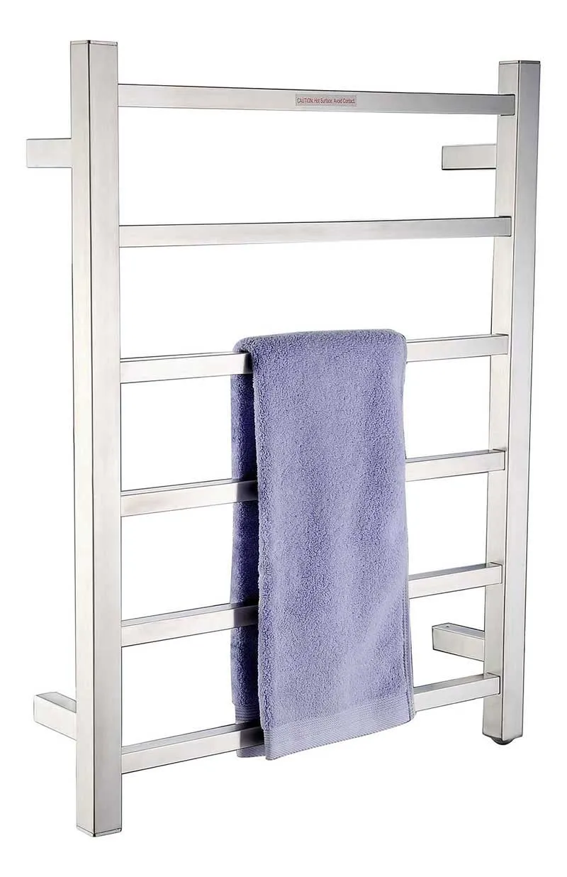 Anzzi Charles Series 6-Bar Stainless Steel Wall Mounted Electric Towel Warmer Rack in Brushed Nickel