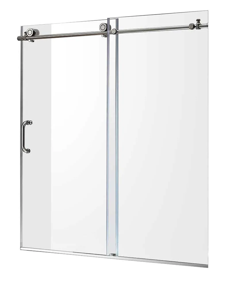 Anzzi Don Series 60 in. x 62 in. Frameless Sliding Tub Door in Polished Chrome