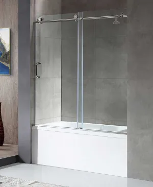 Anzzi Don Series 60 in. x 62 in. Frameless Sliding Tub Door in Polished Chrome