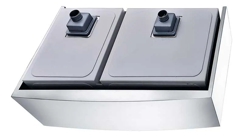 Anzzi Elysian Farmhouse 36 in. 60/40 Double Bowl Kitchen Sink with Faucet in Brushed Nickel