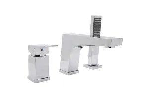 Anzzi Fyne Series Single-Handle Roman Bathtub Faucet with Shower Wand in Polished Chrome