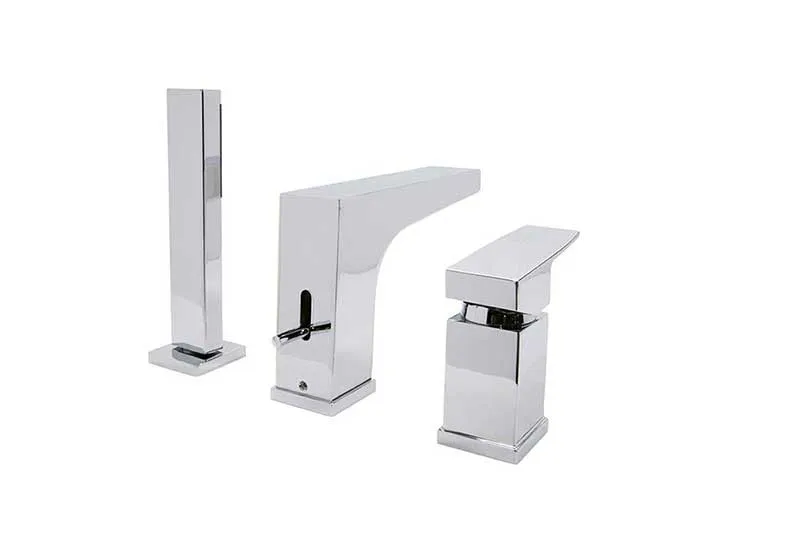 Anzzi Fyne Series Single-Handle Roman Bathtub Faucet with Shower Wand in Polished Chrome