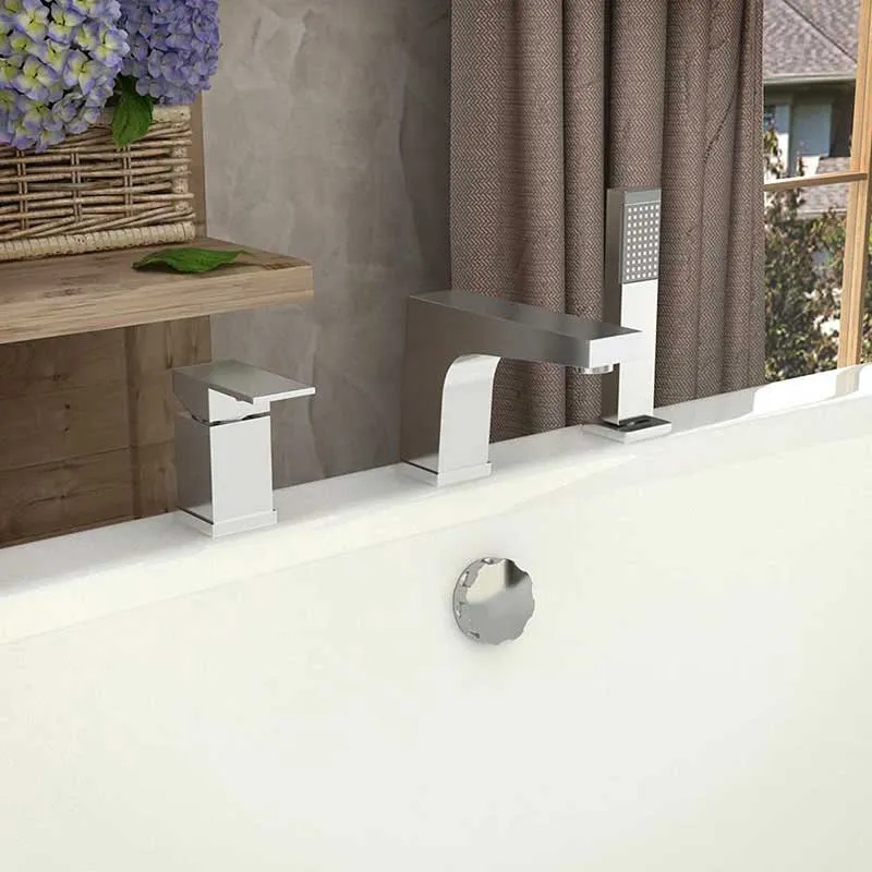 Anzzi Fyne Series Single-Handle Roman Bathtub Faucet with Shower Wand in Polished Chrome