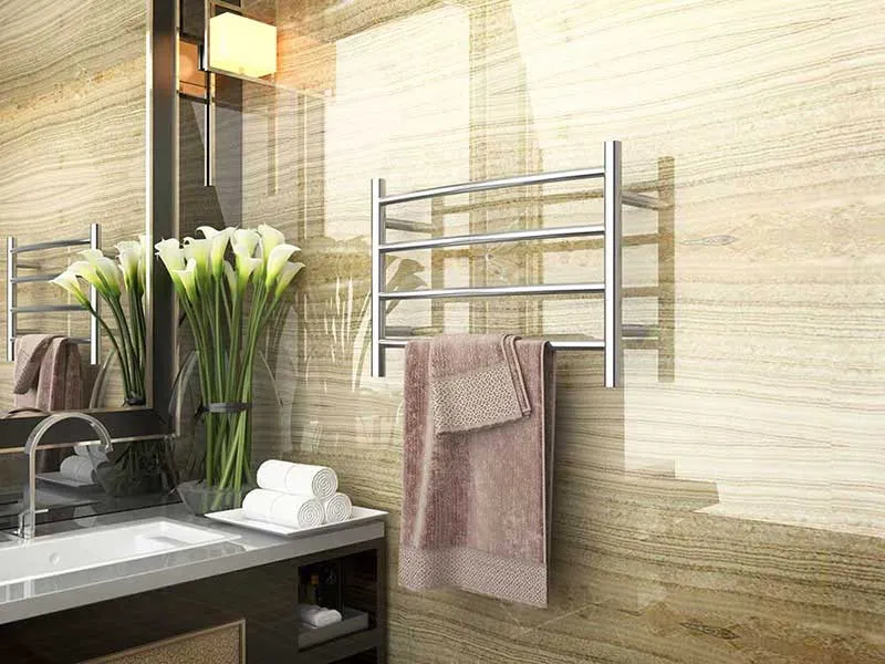Anzzi Glow 4-Bar Stainless Steel Wall Mounted Electric Towel Warmer Rack in Polished Chrome