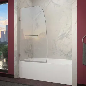 Anzzi GRAND Series 34 in. by 58 in. Frameless Hinged tub door in Brushed Nickel