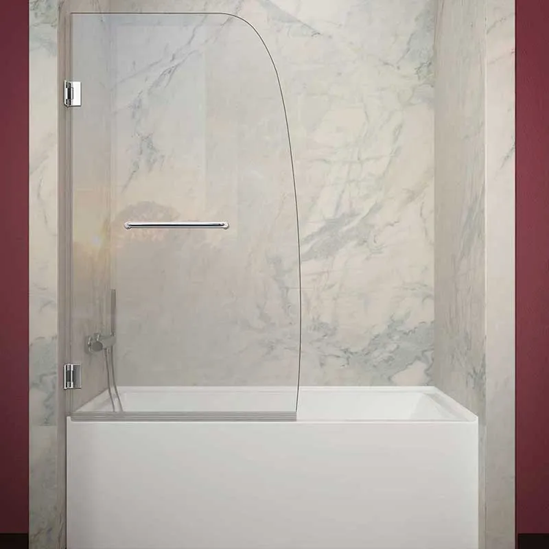 Anzzi GRAND Series 34 in. by 58 in. Frameless Hinged tub door in Chrome