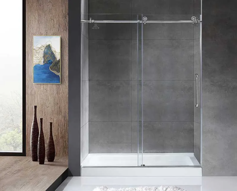 Anzzi Leon Series 48 in. by 76 in. Frameless Sliding Shower Door in Chrome with Handle