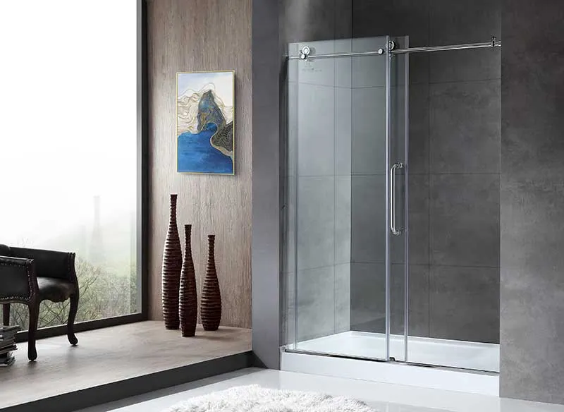 Anzzi Leon Series 48 in. by 76 in. Frameless Sliding Shower Door in Chrome with Handle