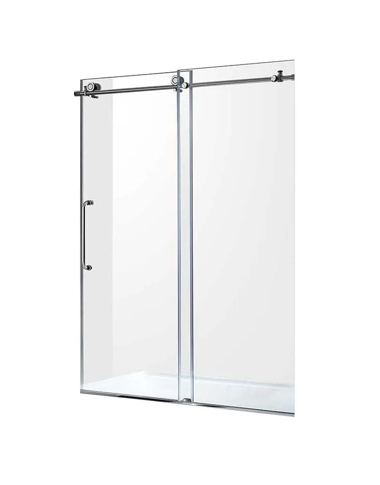 Anzzi Leon Series 48 in. by 76 in. Frameless Sliding Shower Door in Chrome with Handle