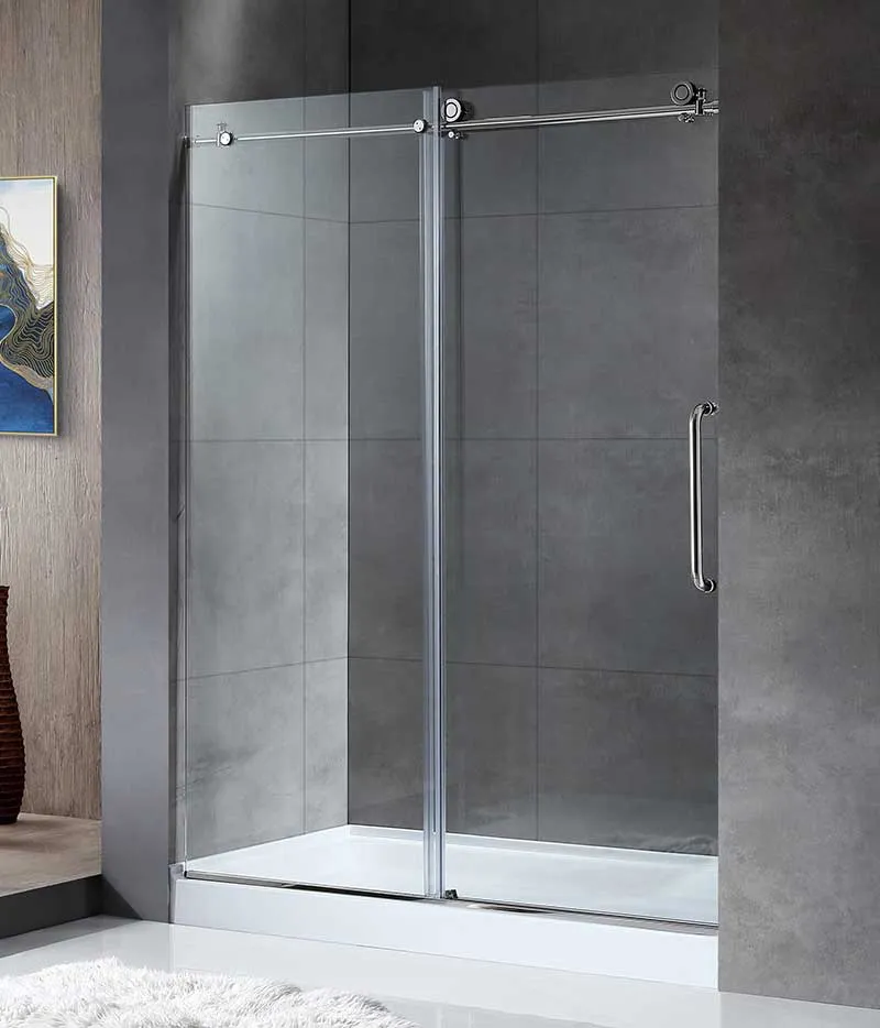 Anzzi Leon Series 48 in. by 76 in. Frameless Sliding Shower Door in Chrome with Handle