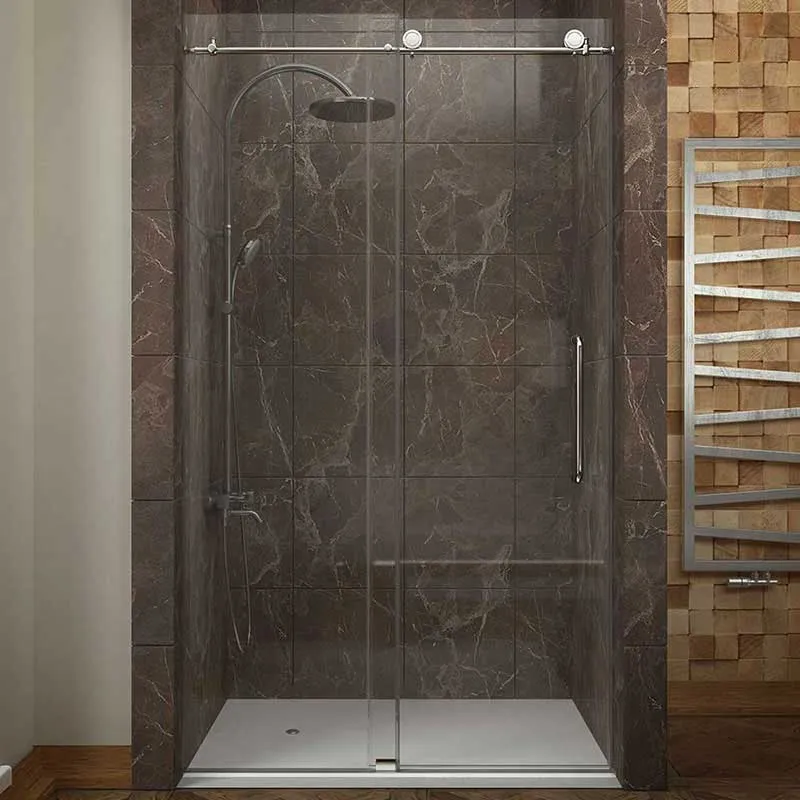 Anzzi MADAM Series 48 in. by 76 in. Frameless Sliding shower door in Chrome with Handle