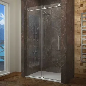 Anzzi MADAM Series 48 in. by 76 in. Frameless Sliding shower door in Chrome with Handle