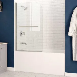 Anzzi Myth 34 in. x 58 in. Frameless Tub Door with TSUNAMI GUARD in Brushed Nickel