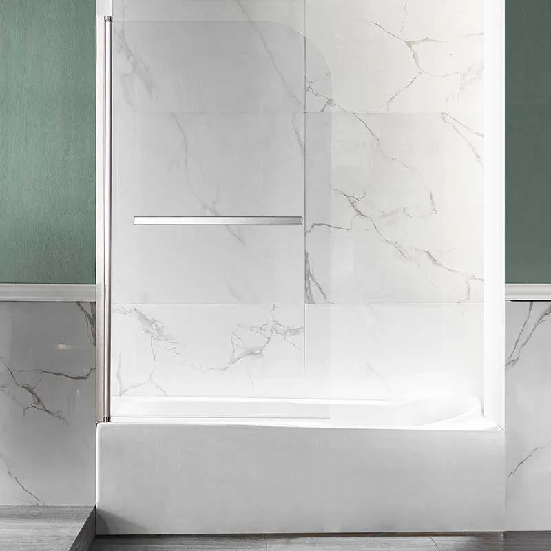 Anzzi Myth 34 in. x 58 in. Frameless Tub Door with TSUNAMI GUARD in Brushed Nickel