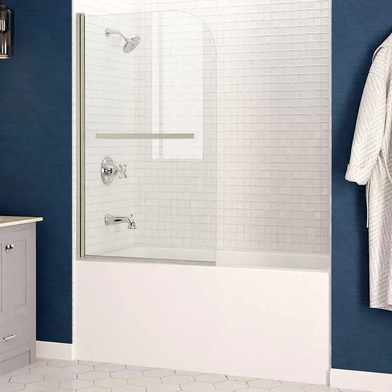 Anzzi Myth 34 in. x 58 in. Frameless Tub Door with TSUNAMI GUARD in Brushed Nickel