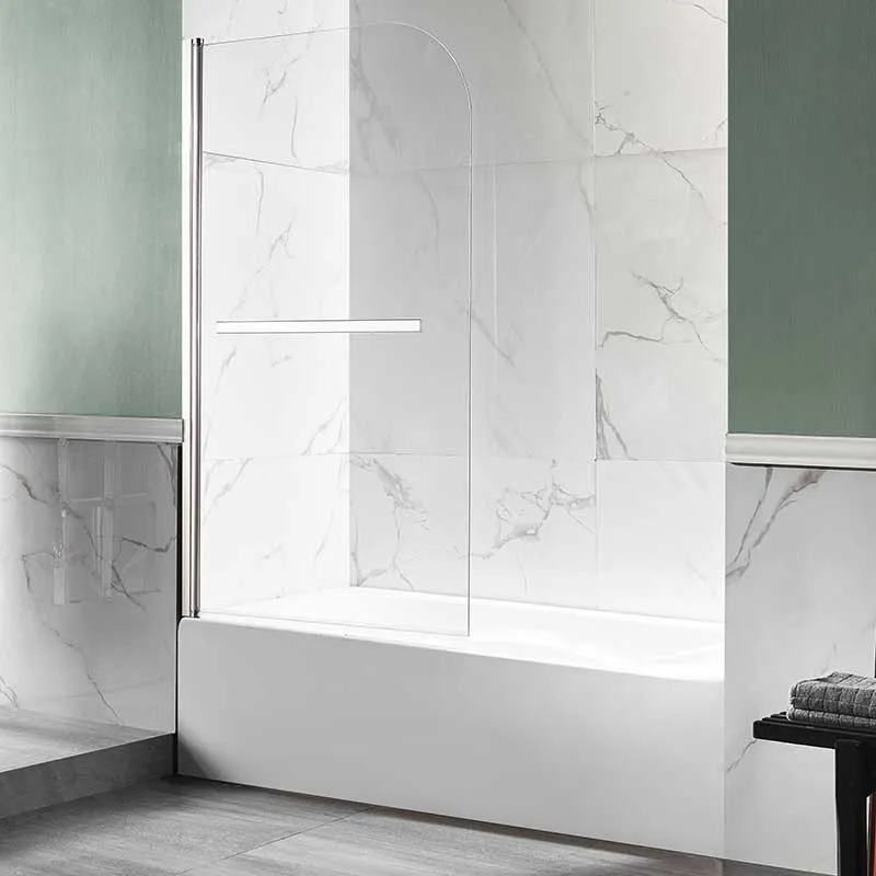 Anzzi Myth 34 in. x 58 in. Frameless Tub Door with TSUNAMI GUARD in Brushed Nickel
