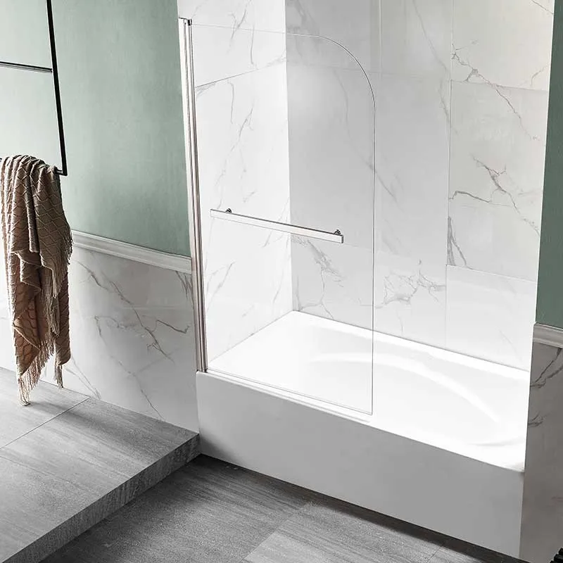 Anzzi Myth 34 in. x 58 in. Frameless Tub Door with TSUNAMI GUARD in Brushed Nickel