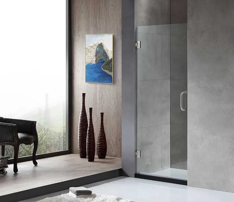 Anzzi Passion Series 30 in. by 72 in. Frameless Hinged Shower Door in Brushed Nickel with Handle