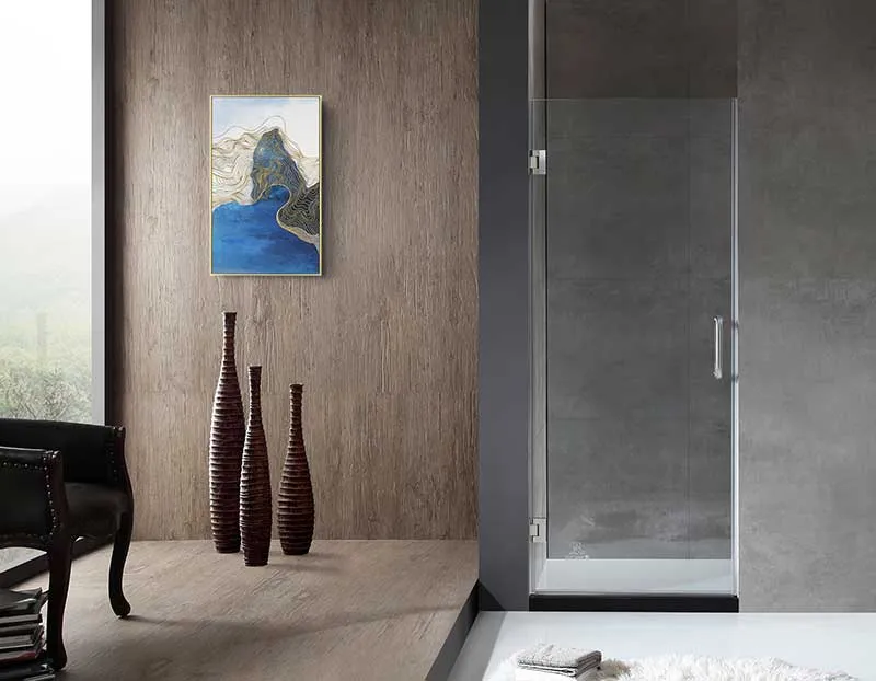 Anzzi Passion Series 30 in. by 72 in. Frameless Hinged Shower Door in Brushed Nickel with Handle