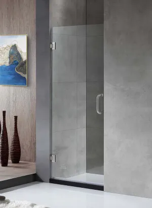Anzzi Passion Series 30 in. by 72 in. Frameless Hinged Shower Door in Brushed Nickel with Handle